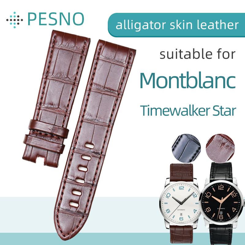 Men'S Accessories Montblanc - Pesno Black Brown Crocodile Leather Watch
