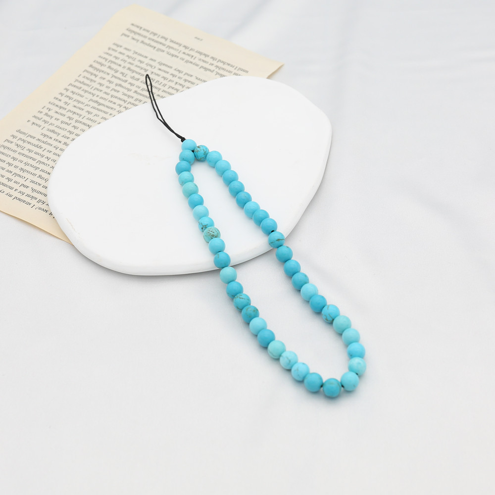 Men'S Accessories Chain - 8MM Blue Turquoise Beaded Mobile Phone