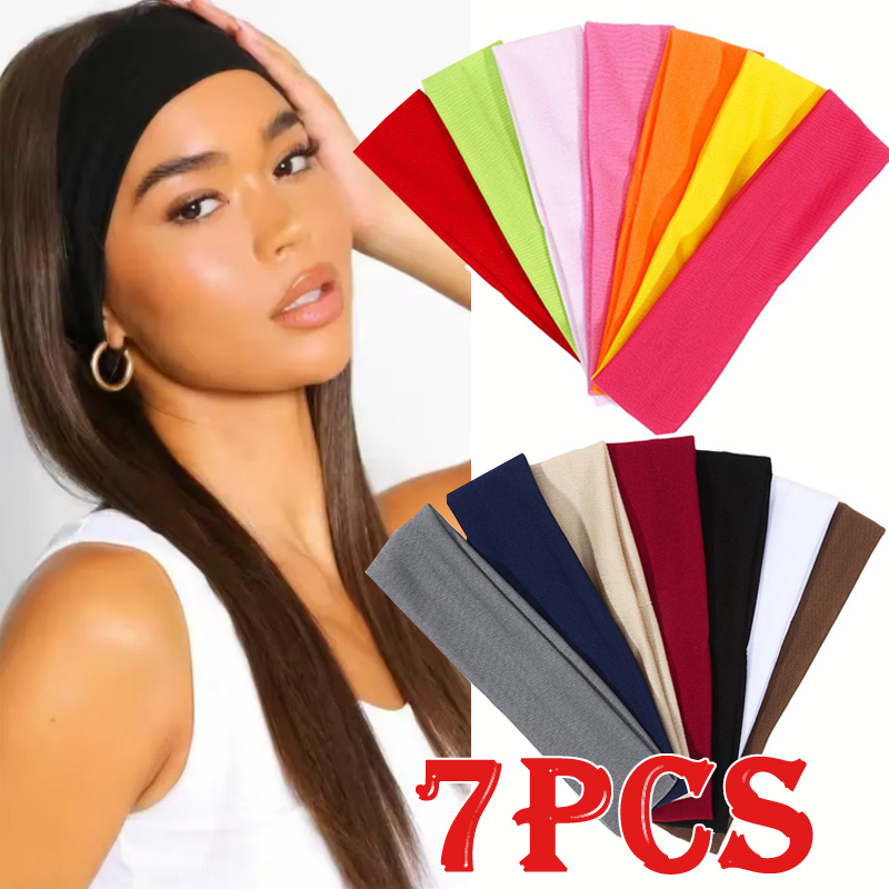 Men'S Yoga Accessories - 7Pcs Solid Elastic Hair Bands Yoga