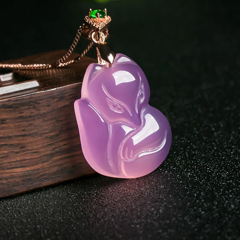 Natural Purple Agate Fox Penda - Men'S Accessories Chain recension och pris