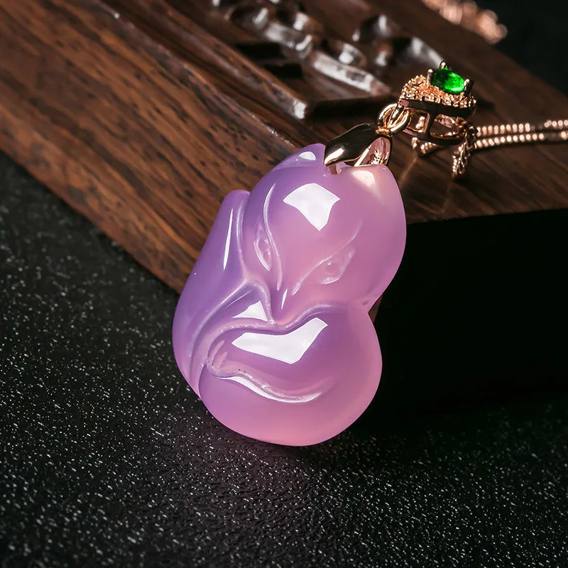 Natural Purple Agate Fox Penda - Men'S Accessories Chain recension och pris